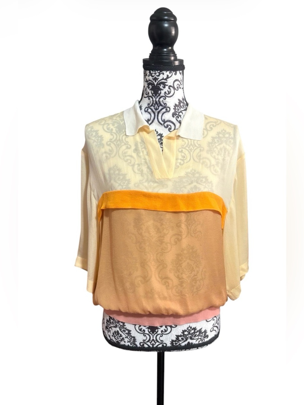 SONIA RYKIEL Colorblock Silk Polo Top